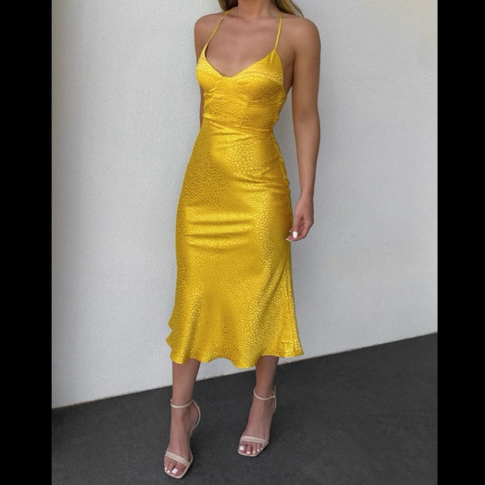 XS Jaus yellow midi dress